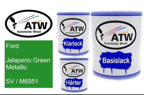 Ford, Jalapeno Green Metallic, SV / M6951: 1L Lackdose + 1L Klarlack + 500ml Härter - Set, von ATW Autoteile West.